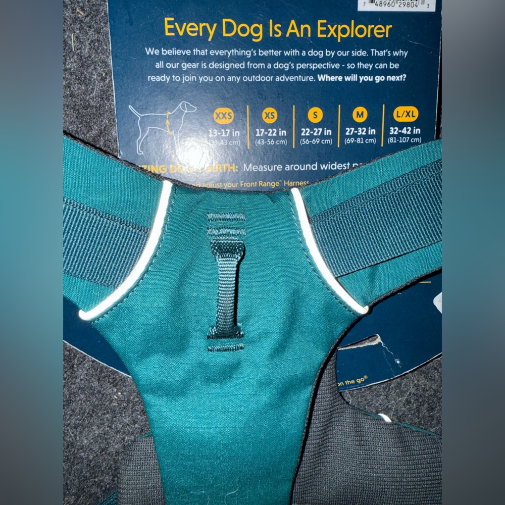 RuffWear Teal Dog Harness with White Accents